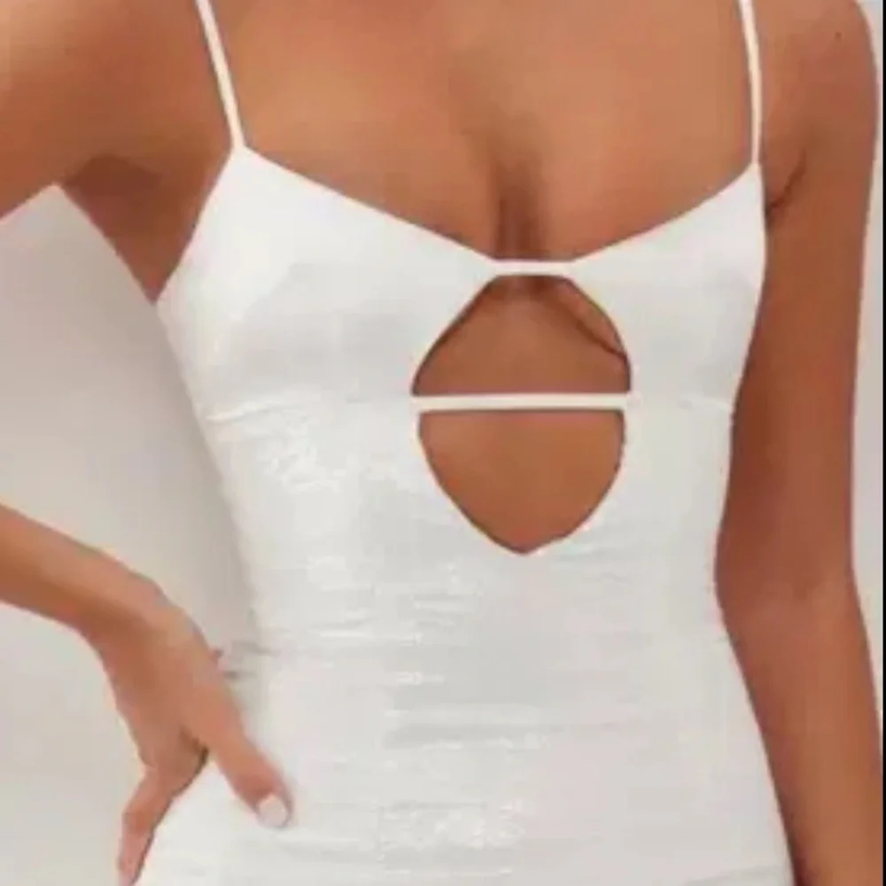 NWT HEIRESS x REVOLVE White Satin & Sequin Cutout Cocktail Bodycon Mini Dress